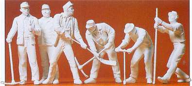 Preiser 45182 G Scale Unpainted Figures -- Railroad Track Crew (Unpainted) (6)