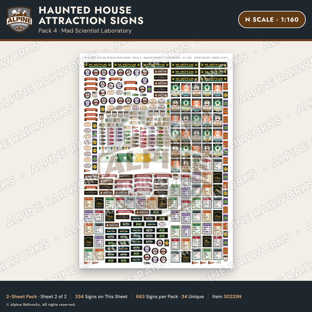 Alpine Railworks 30233N N Scale Haunted House Attraction Signs