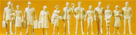 Preiser 63000 I Scale Unpainted Figures -- Standing Passengers & Passers-By