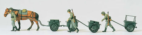 Preiser 16547 HO Scale Military German Army WWII Unpainted Horse Infantry Carts