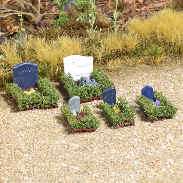 Busch 7686 HO Scale Complete Miniature Scene -- Graves, Boxwood Hedges (5)