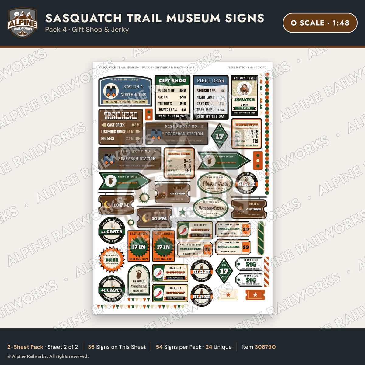 Alpine Railworks 30879O O Scale Roadside Signs - Bigfoot Museum