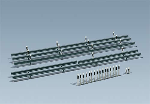 Faller 180535 HO Scale Crash Barriers & 32 Marker Posts