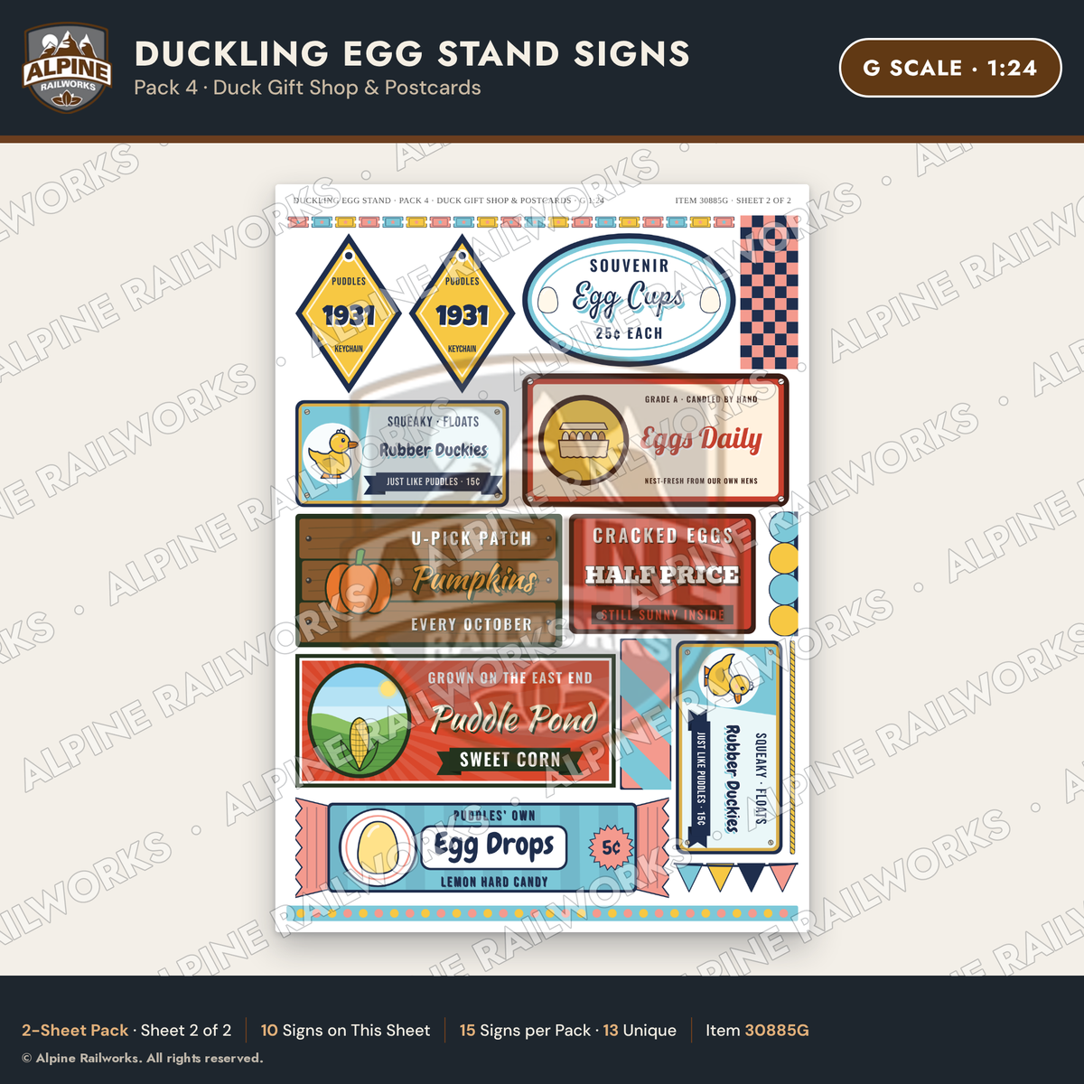 Alpine Railworks 30885G G Scale Roadside Signs - Giant Duck Farm Stand