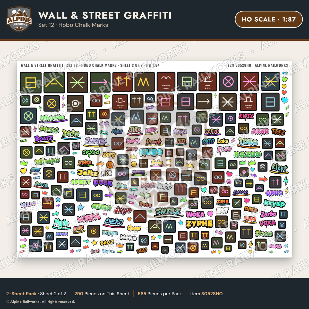 Alpine Railworks 30528HO HO Scale Wall & Street Graffiti Cut-Outs