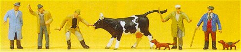 Preiser 10048 HO Scale People Working -- Cattle Traders pkg(5)