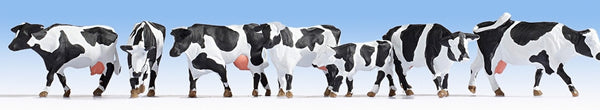 Noch 15725 HO Scale Cows pkg(7) -- Black & White