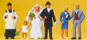 Preiser 10058 HO Scale Wedding Participants -- Catholic pkg(6)