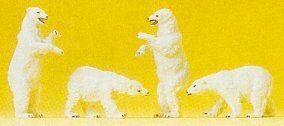 Preiser 79716 N Scale Animals -- Polar Bears pkg(4)