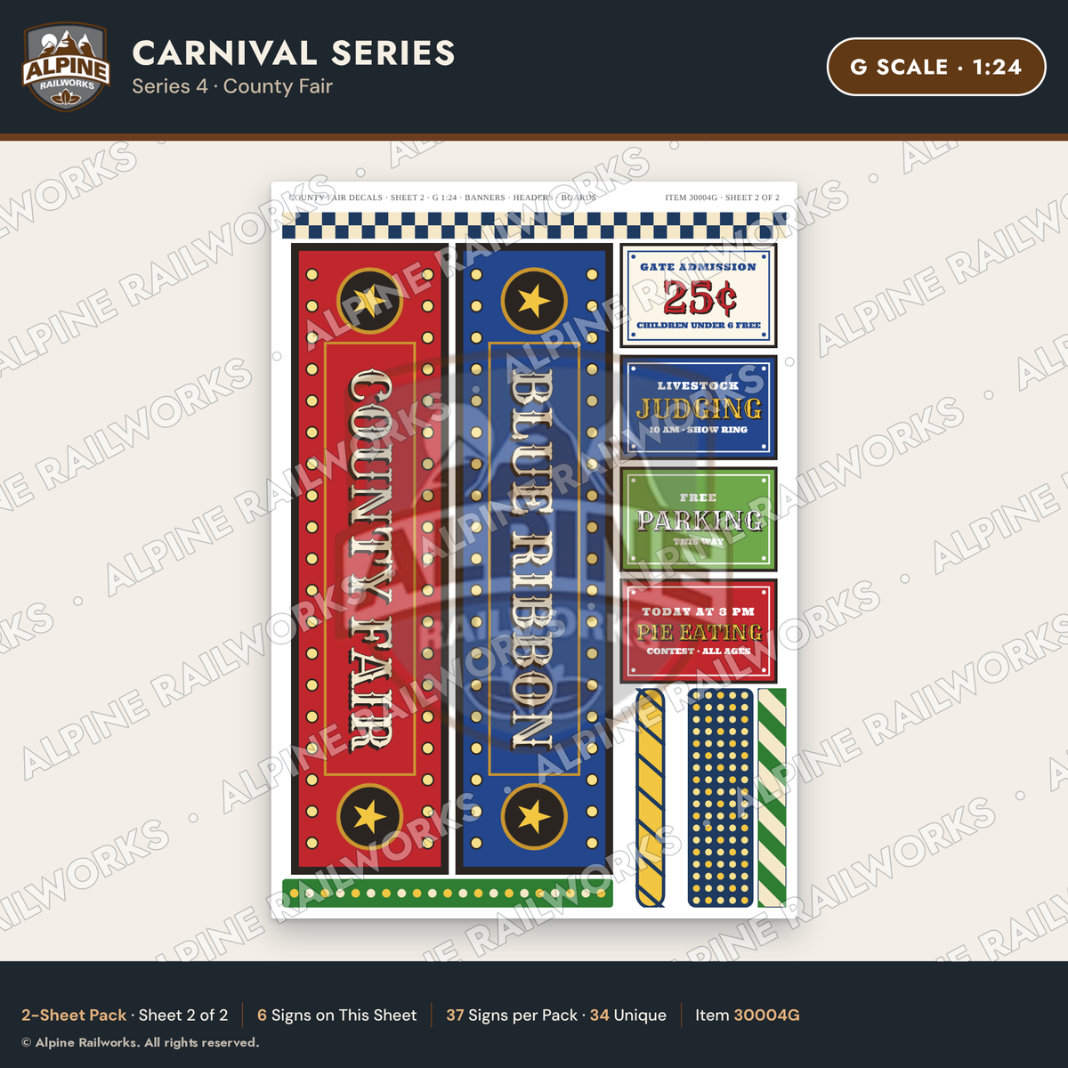 Alpine Railworks 30004G G Scale Carnival Signs - County Fair