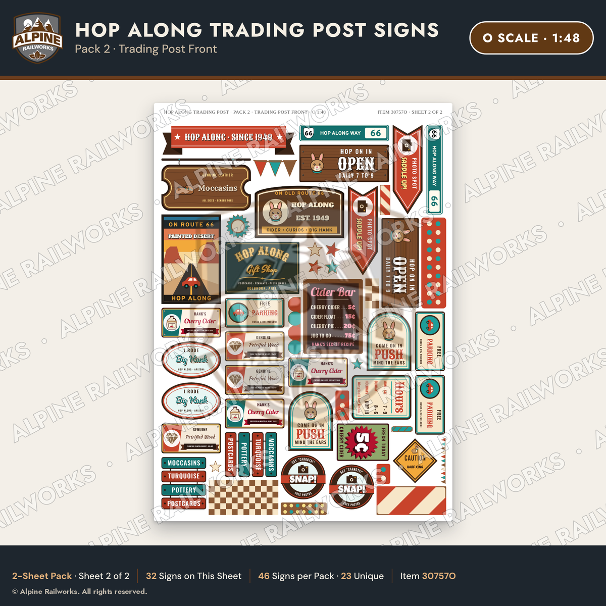 Alpine Railworks 30757O O Scale Roadside Signs - Trading Post