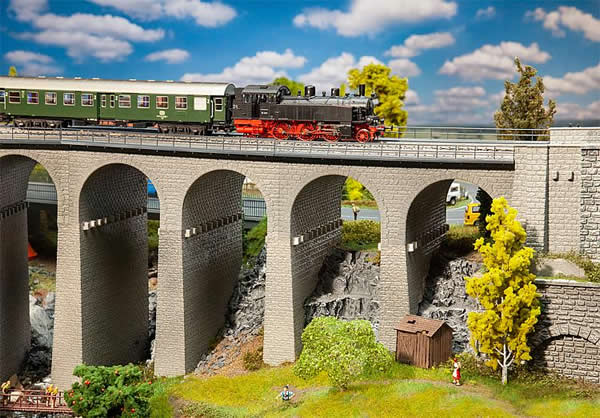 Faller 120465 HO Scale Straight Double-Track Stone Railroad Viaduct Kit