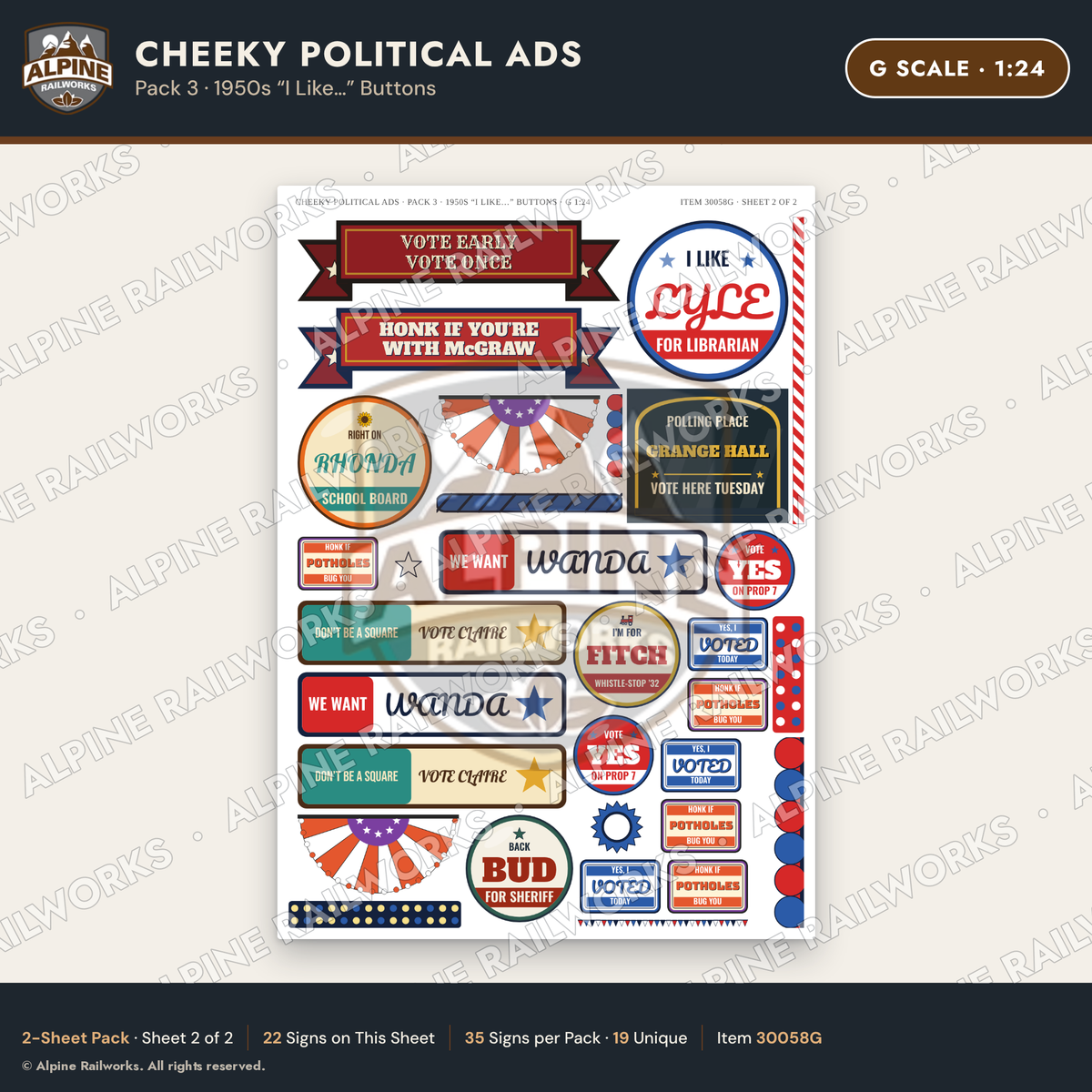 Alpine Railworks 30058G G Scale Cheeky Political Ads