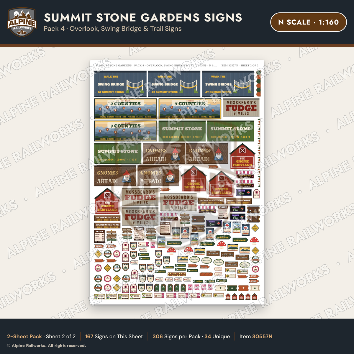 Alpine Railworks 30557N N Scale Roadside Signs - Rock Garden