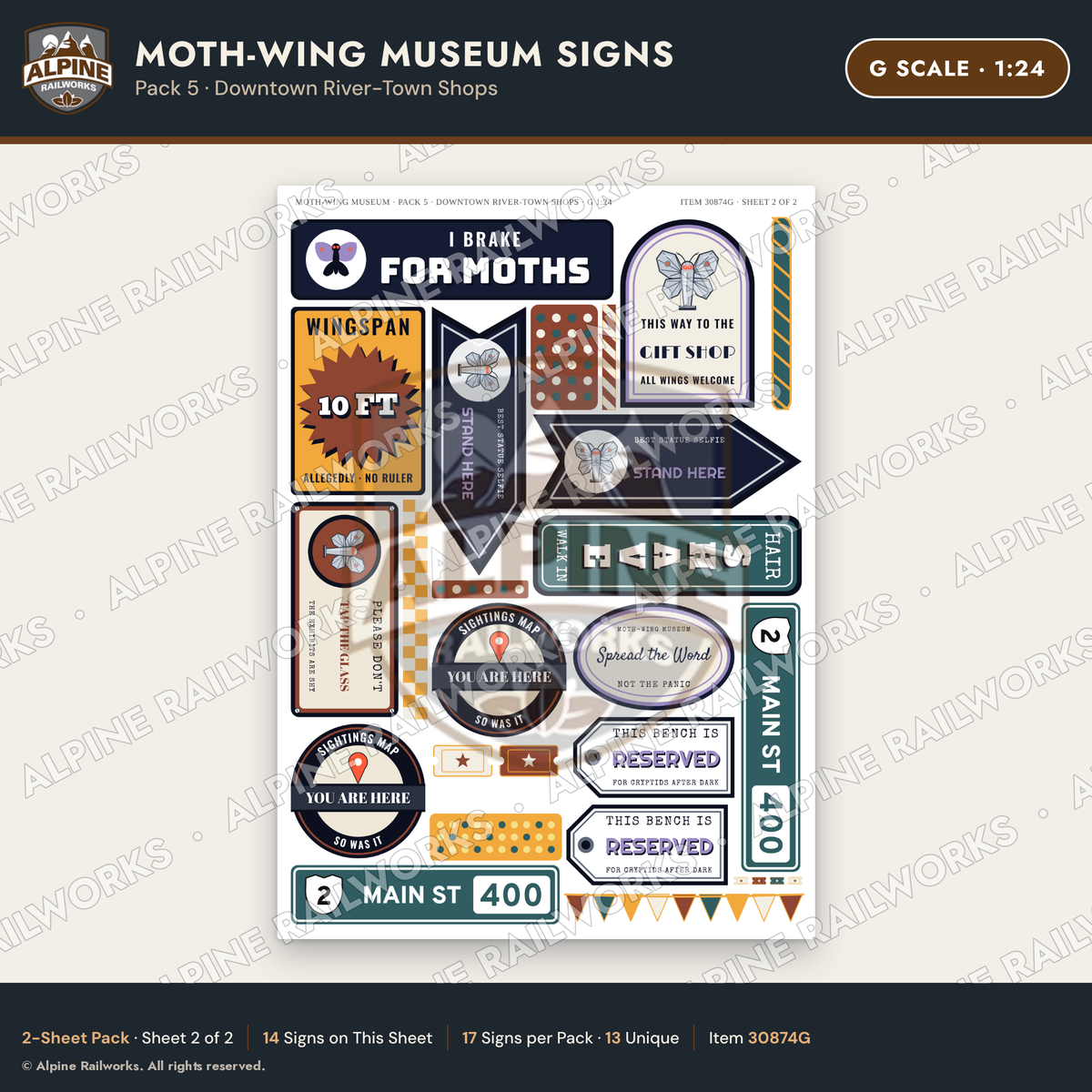 Alpine Railworks 30874G G Scale Roadside Signs - Mothman Museum