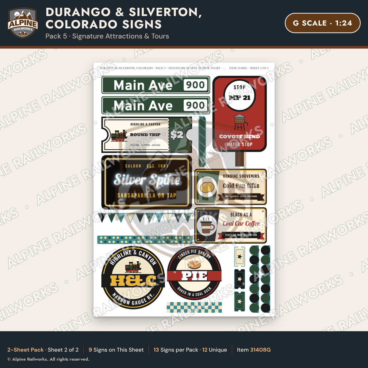 Alpine Railworks 31408G G Scale Durango CO Signs - Attractions & Tours
