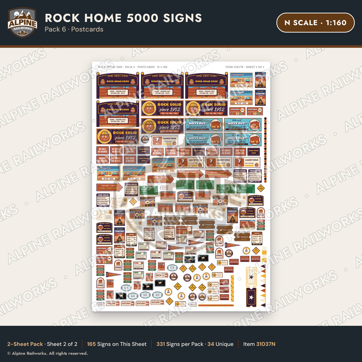 Alpine Railworks 31037N N Scale Roadside Signs - Cliff Rock House