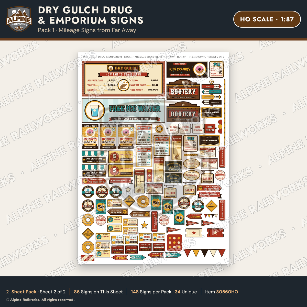 Alpine Railworks 30560HO HO Scale Roadside Signs - Western Drug Store