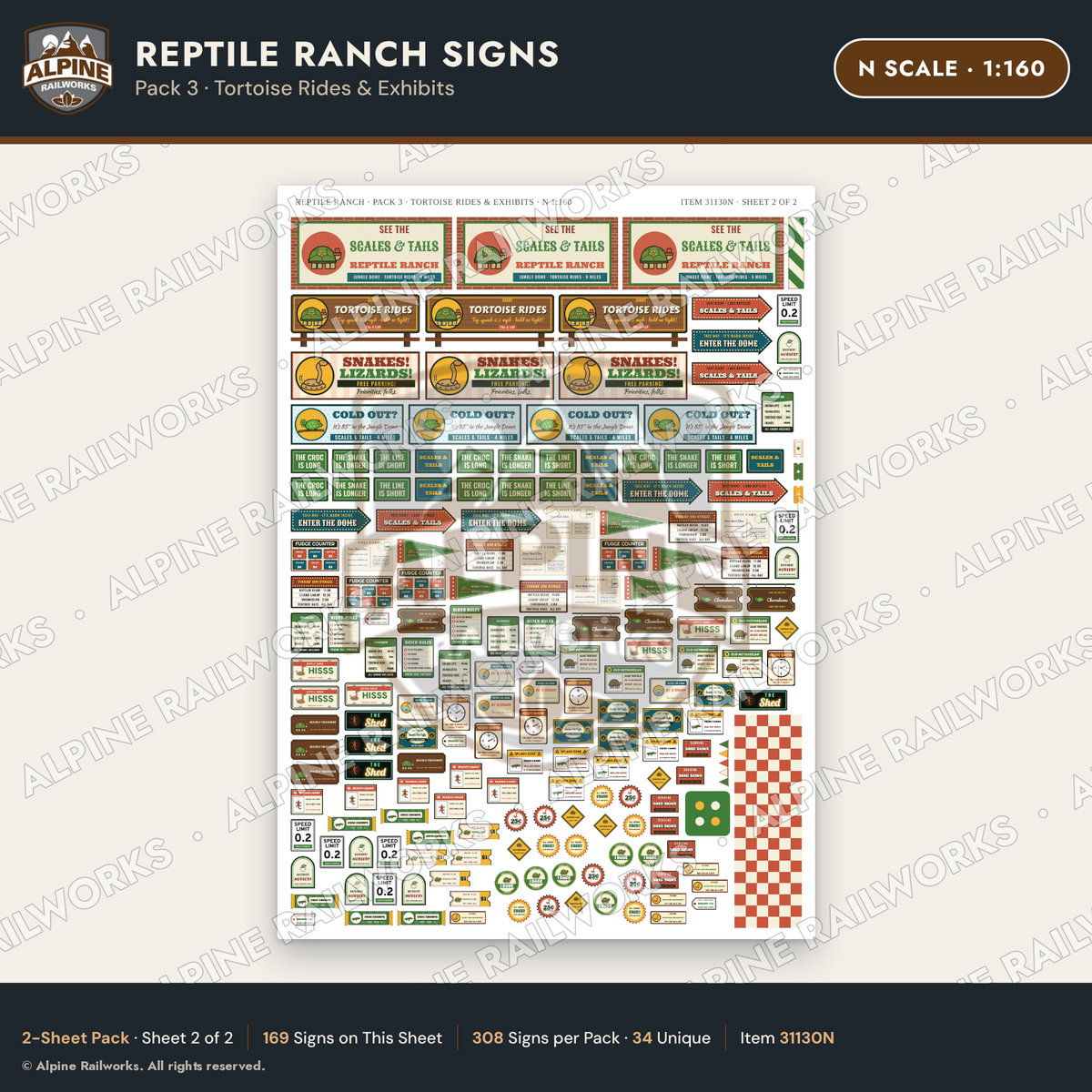 Alpine Railworks 31130N N Scale Roadside Signs - Reptile Zoo