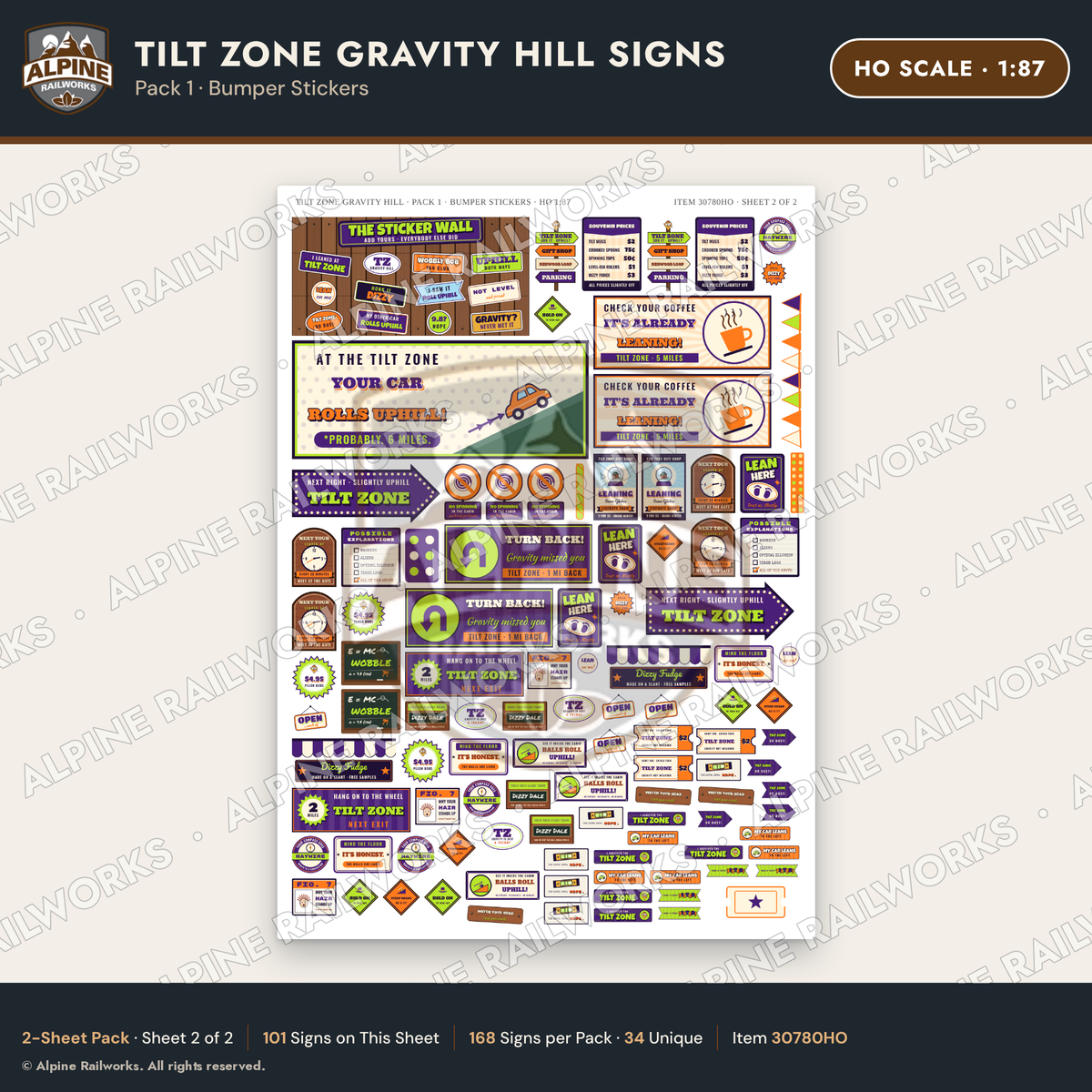 Alpine Railworks 30780HO HO Scale Roadside Signs - Mystery Spot