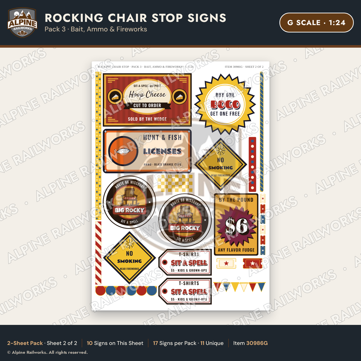 Alpine Railworks 30986G G Scale Roadside Signs - Giant Rocking Chair
