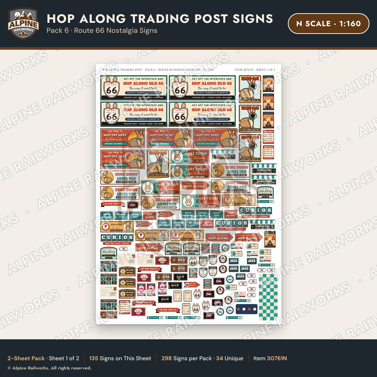 Alpine Railworks 30761N N Scale Roadside Signs - Trading Post