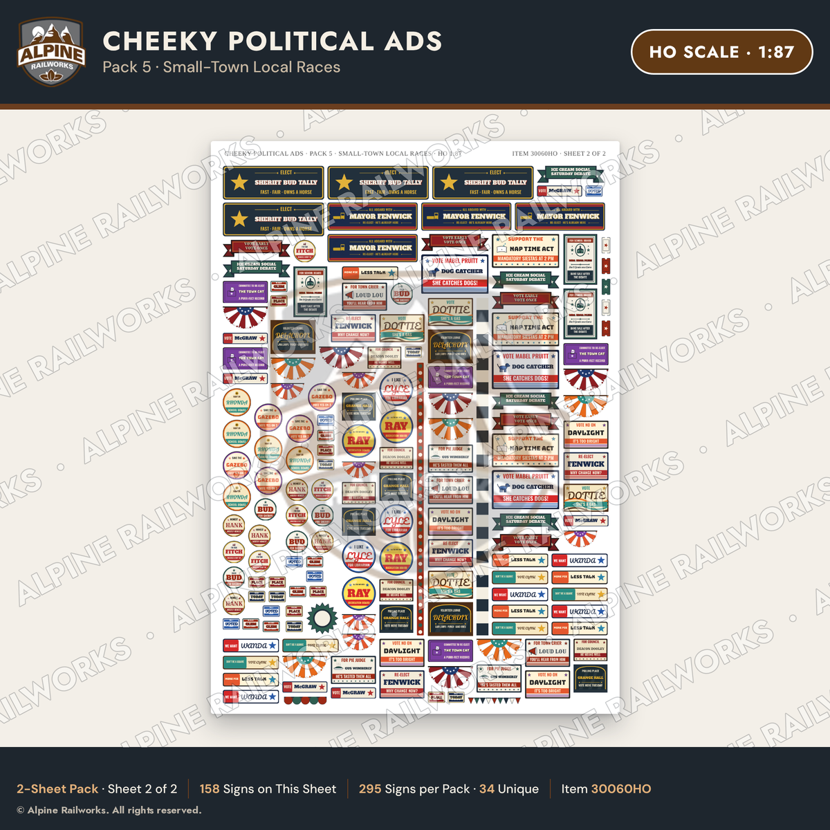 Alpine Railworks 30060HO HO Scale Cheeky Political Ads