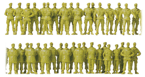 Preiser 16543 HO Scale Unpainted Figures -- Soldiers Walking & Standing pkg(39)