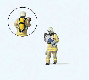 Preiser 28252 HO Scale Modern Firefighter Saving Child Individual Figure