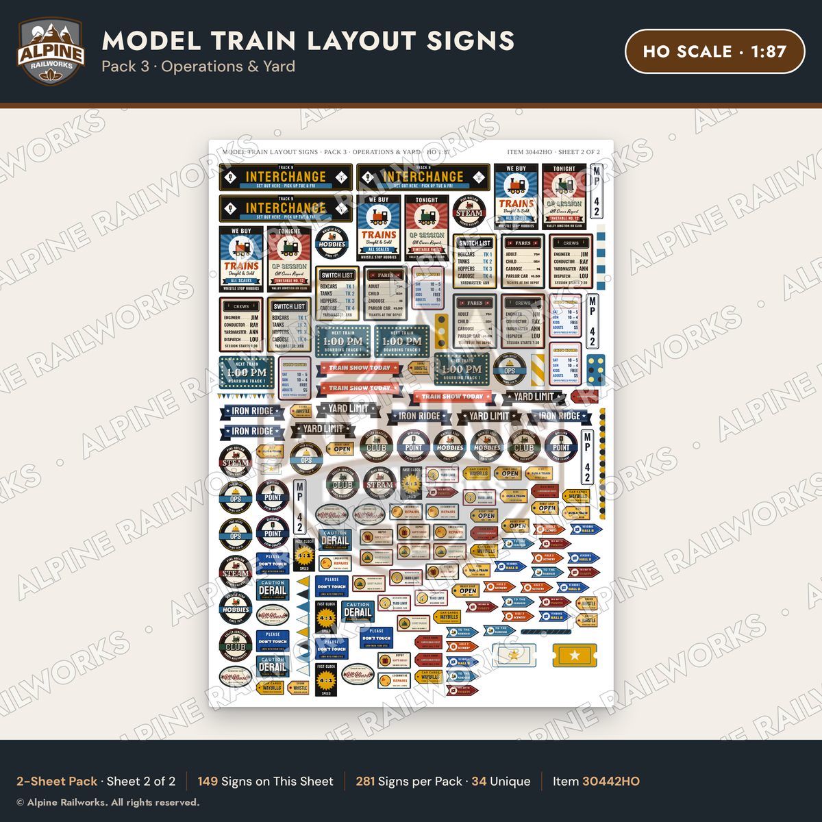 Alpine Railworks 30442HO HO Scale Model Train Layout Signs