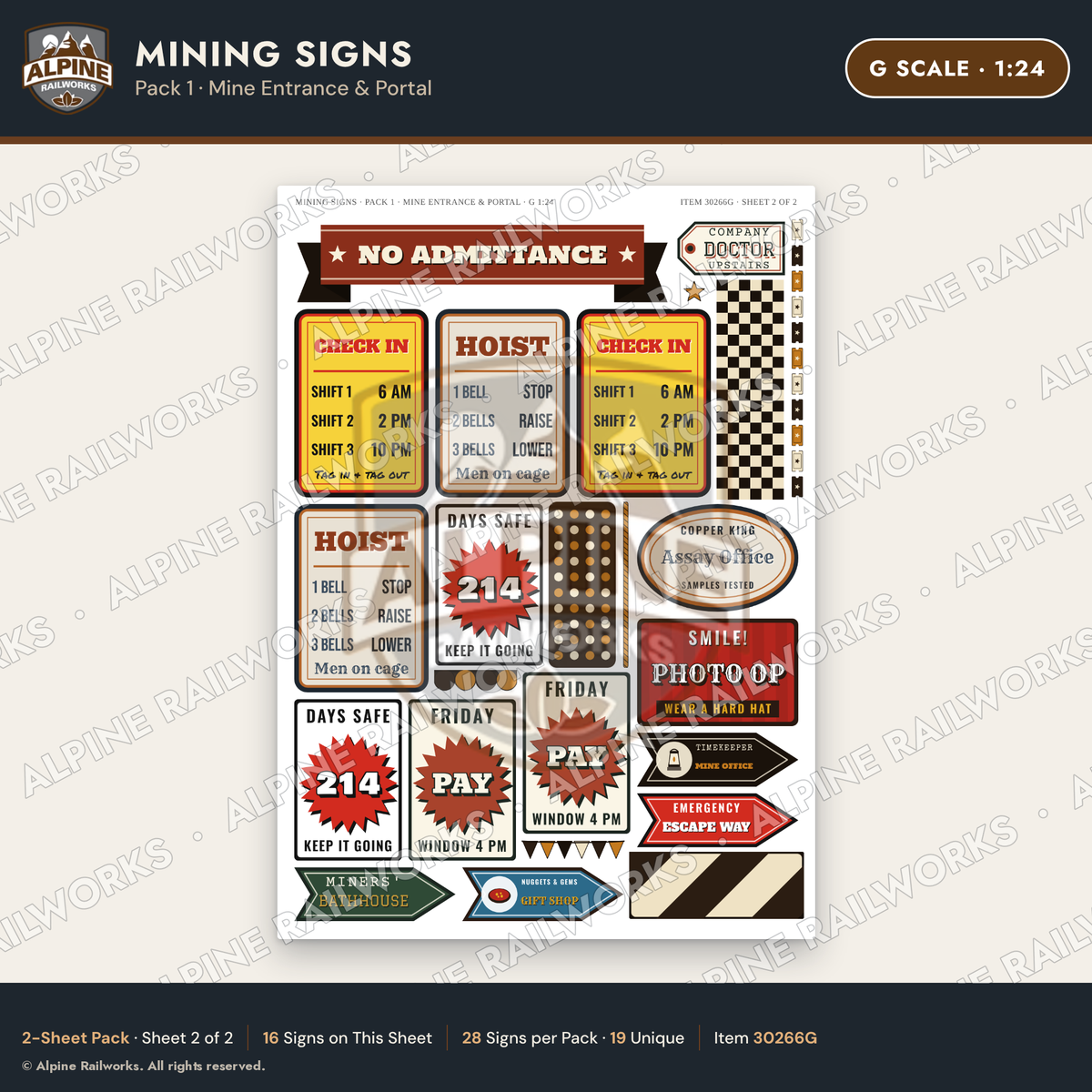 Alpine Railworks 30266G G Scale Mining Signs - Mine Entrance & Portal