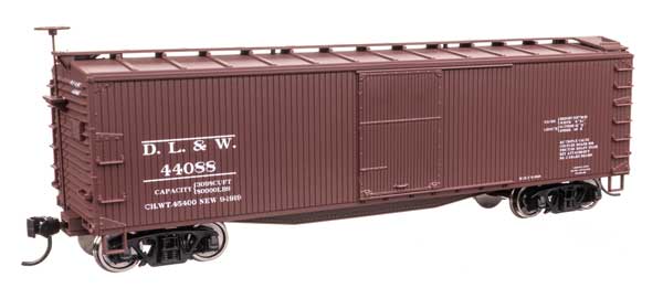 Walthers Mainline 910-40178 HO Scale 40' Wood Boxcar RTR DL&W #44088