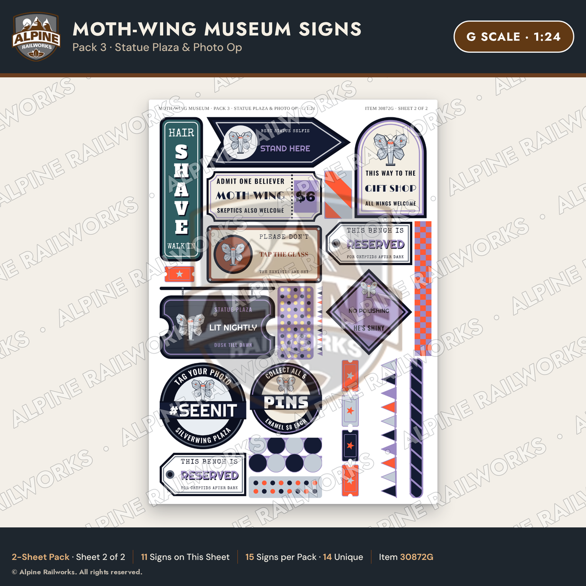 Alpine Railworks 30872G G Scale Roadside Signs - Mothman Museum