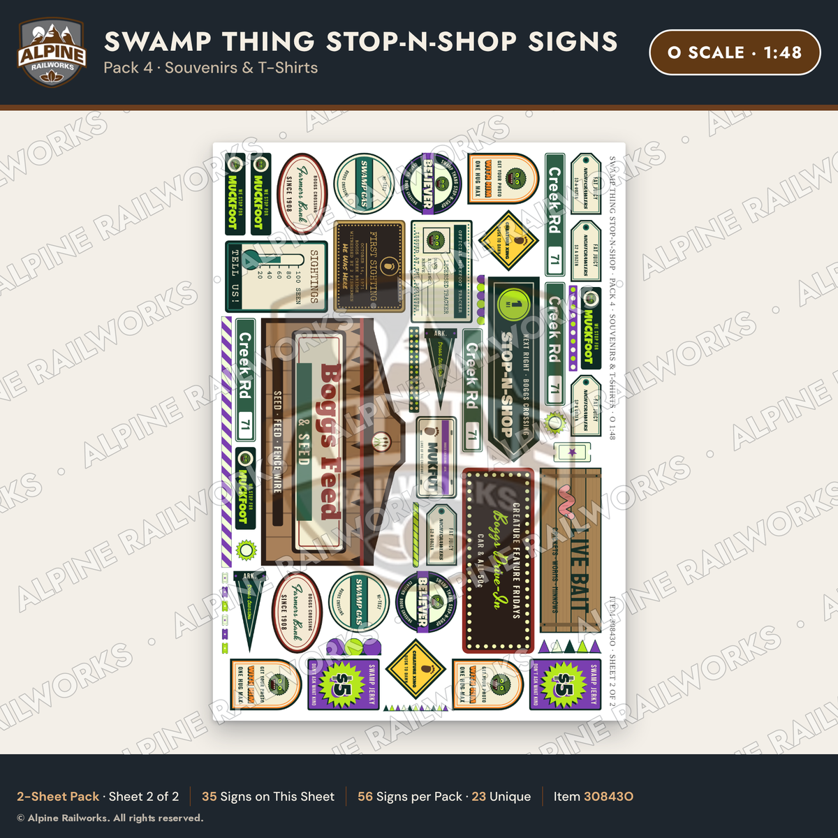 Alpine Railworks 30843O O Scale Roadside Signs - Swamp Monster Store