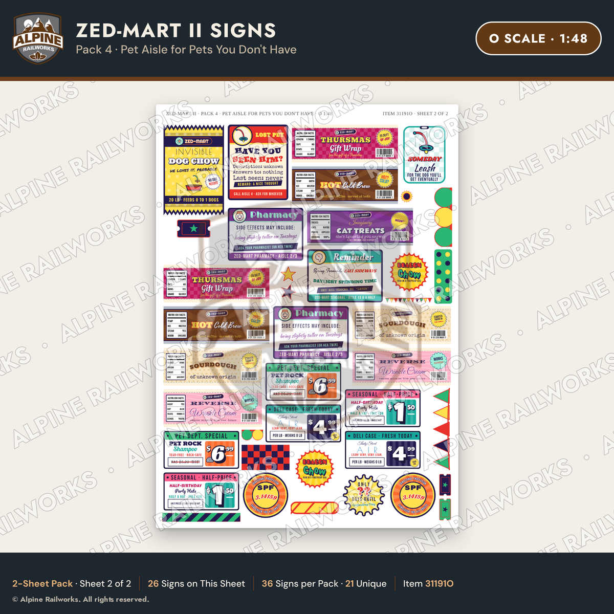 Alpine Railworks 31191O O Scale Grocery Store Signs - Funny Products