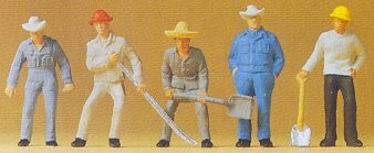Preiser 14017 HO Scale Railroad Personnel -- Track Workers pkg(6)