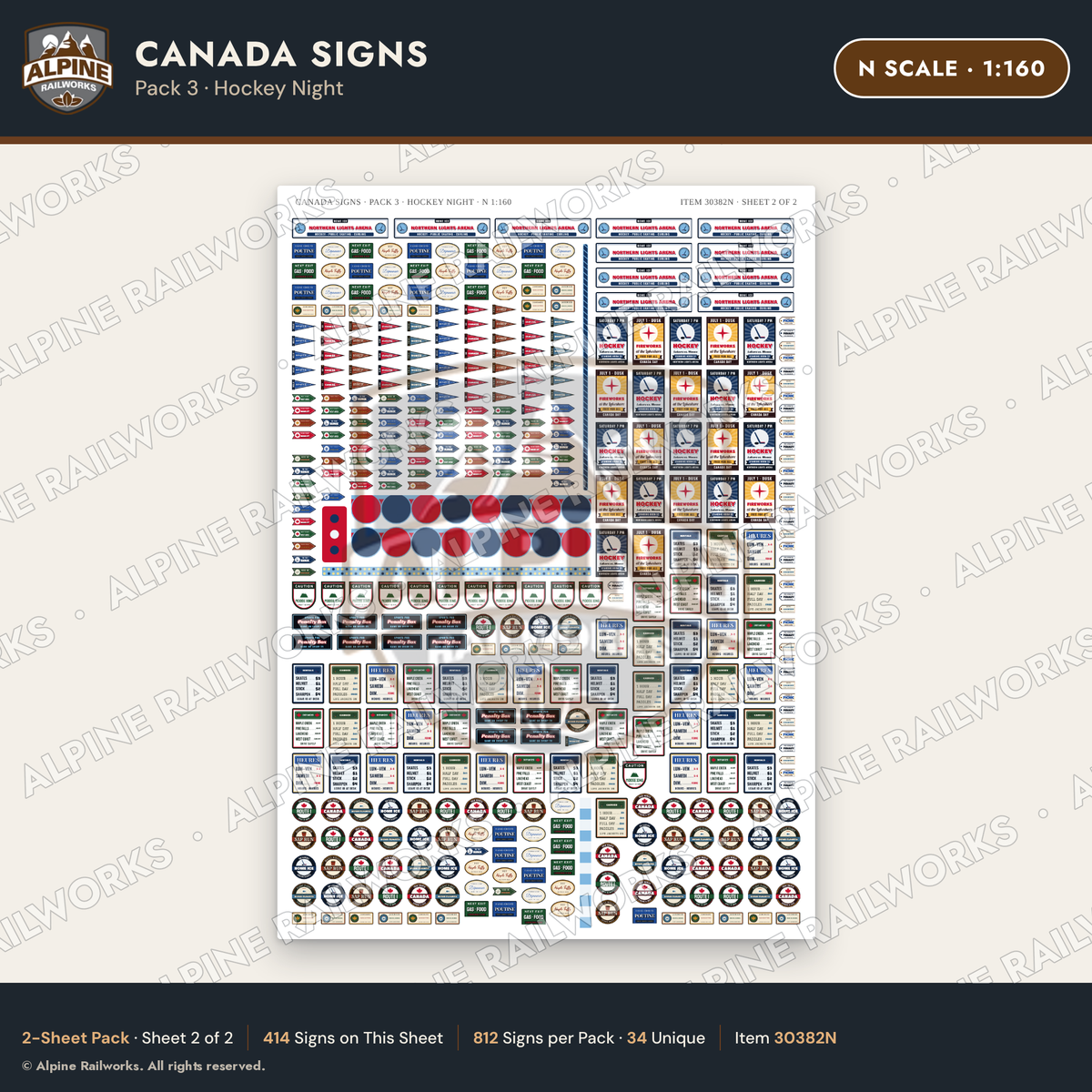 Alpine Railworks 30382N N Scale Canada Signs - Hockey Night