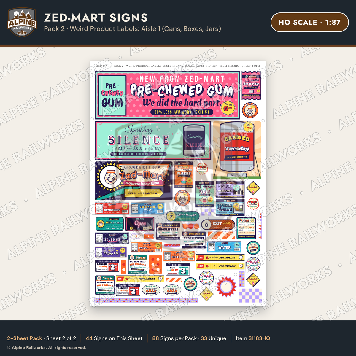 Alpine Railworks 31183HO HO Scale Grocery Store Signs - Funny Products