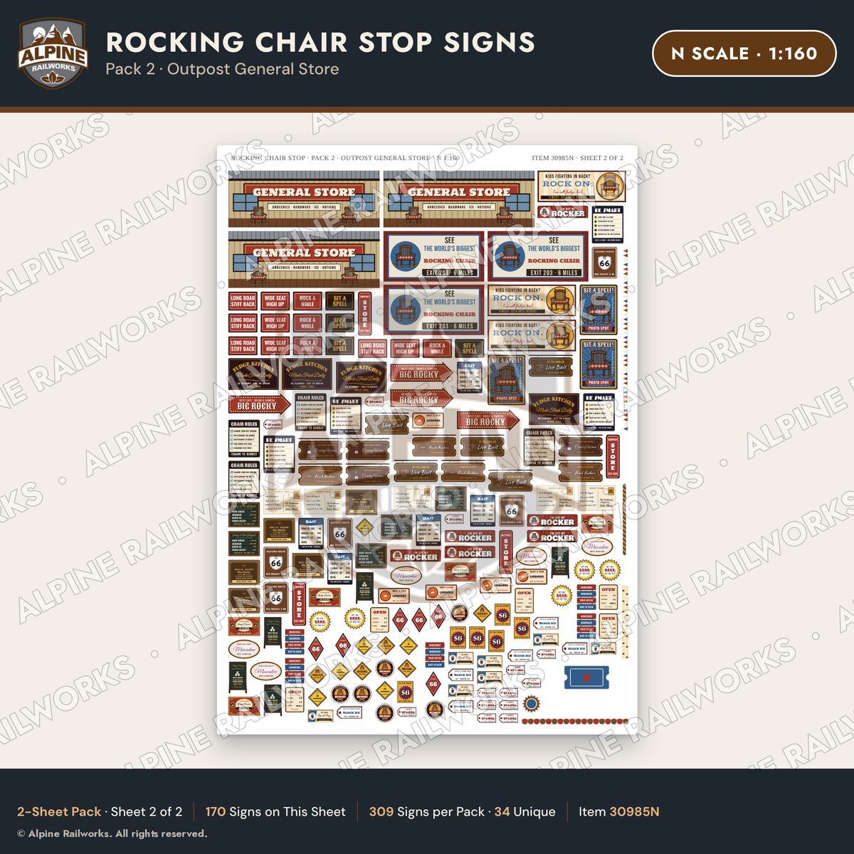 Alpine Railworks 30985N N Scale Roadside Signs - Giant Rocking Chair