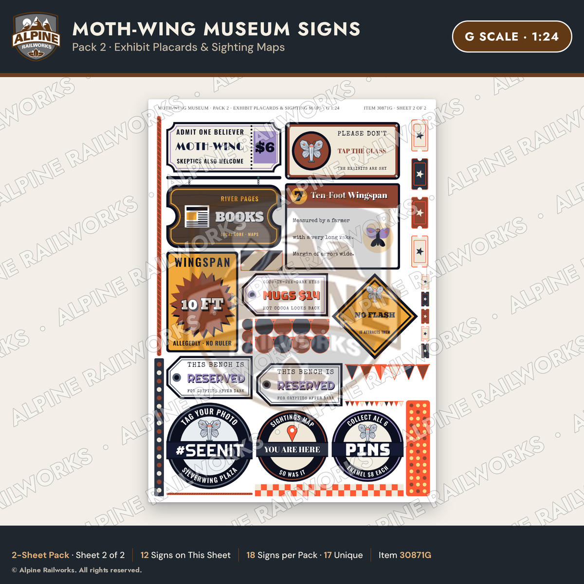 Alpine Railworks 30871G G Scale Roadside Signs - Mothman Museum