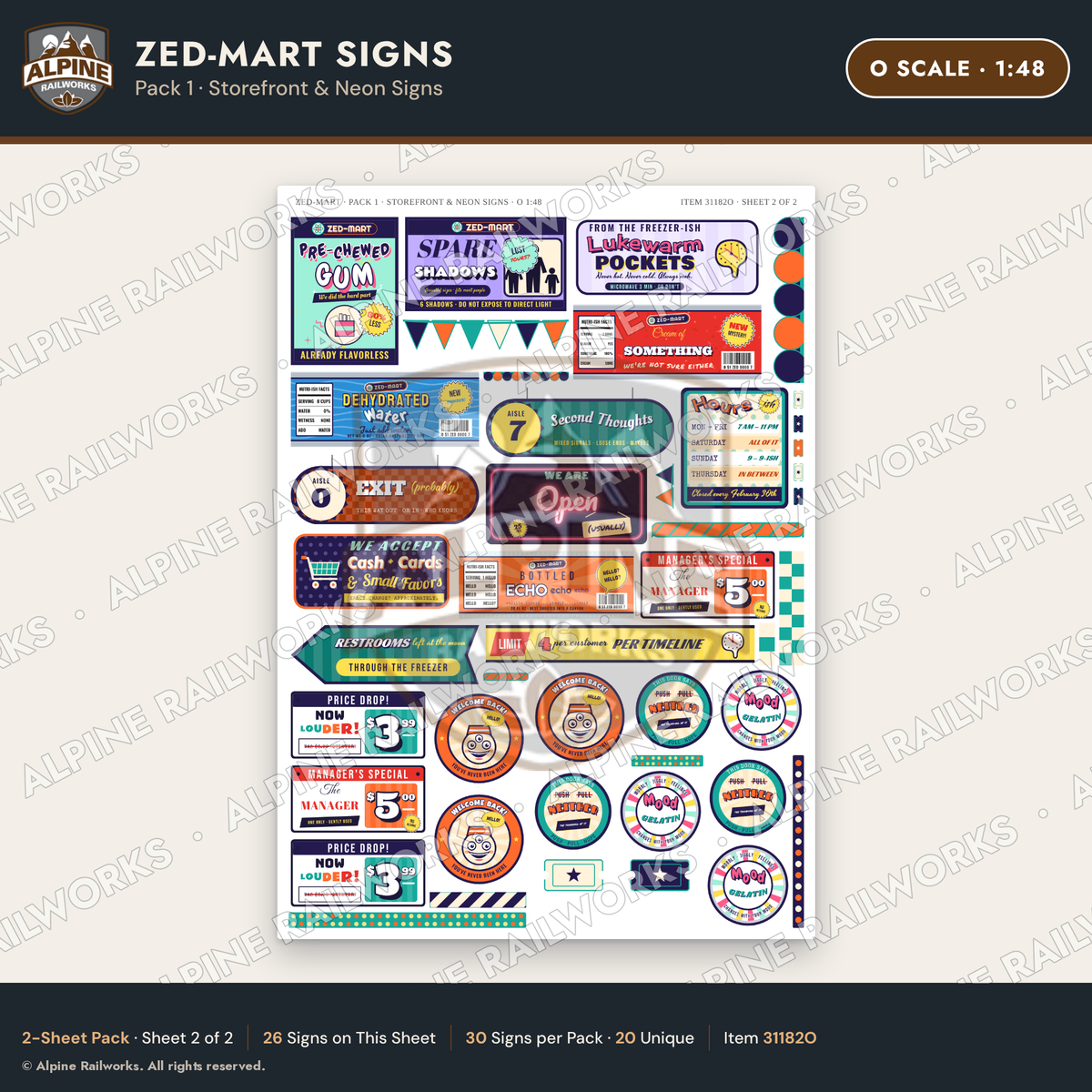 Alpine Railworks 31182O O Scale Grocery Store Signs - Funny Products
