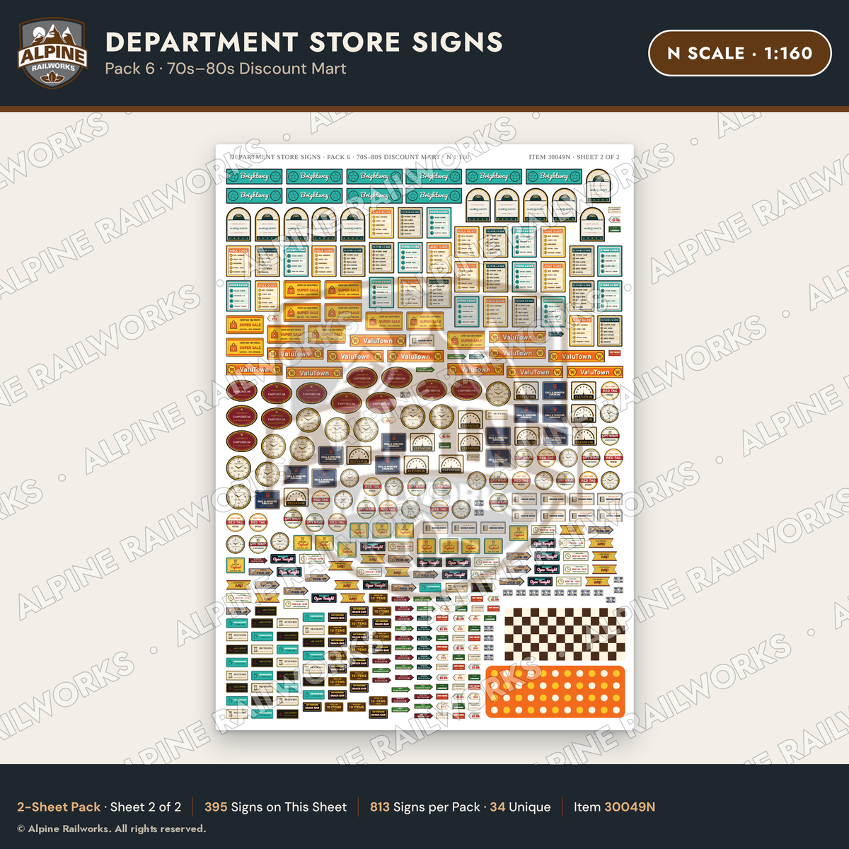 Alpine Railworks 30049N N Scale Department Store Signs