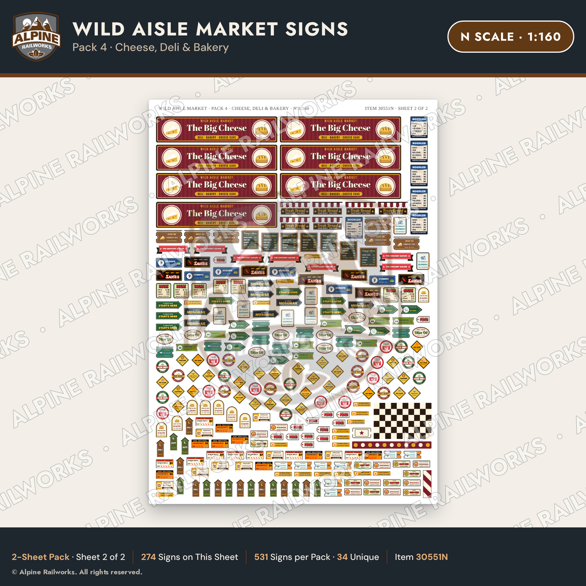 Alpine Railworks 30551N N Scale Roadside Signs - Jungle Grocery Store