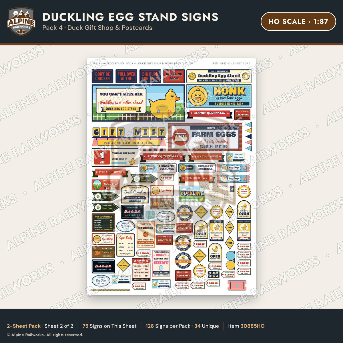 Alpine Railworks 30885HO HO Scale Roadside Signs - Giant Duck