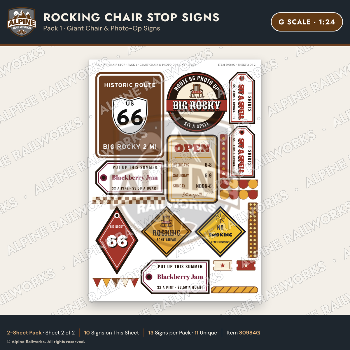 Alpine Railworks 30984G G Scale Roadside Signs - Giant Rocking Chair