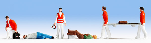 Noch 36094 N Scale First Responders/Paramedics & Patients -- pkg(6)