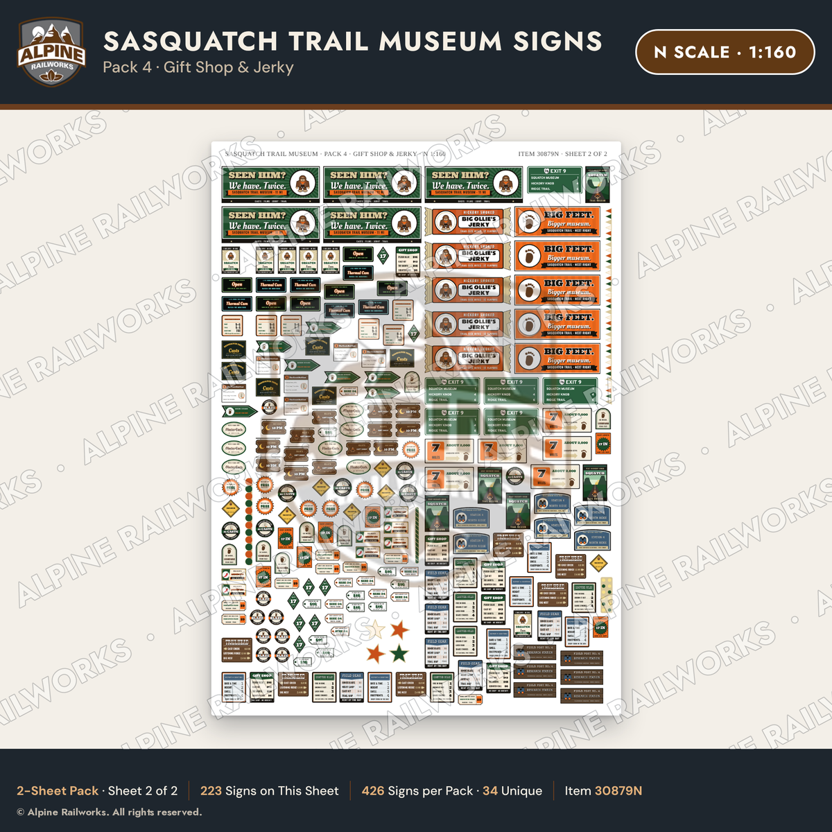 Alpine Railworks 30879N N Scale Roadside Signs - Bigfoot Museum