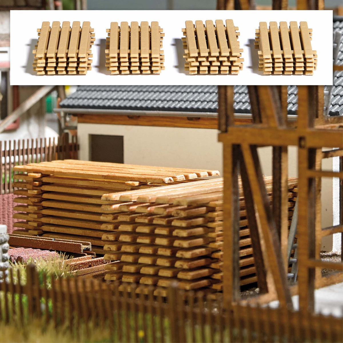 Busch 7760 HO Scale Board Stacks Kit, pkg(20)