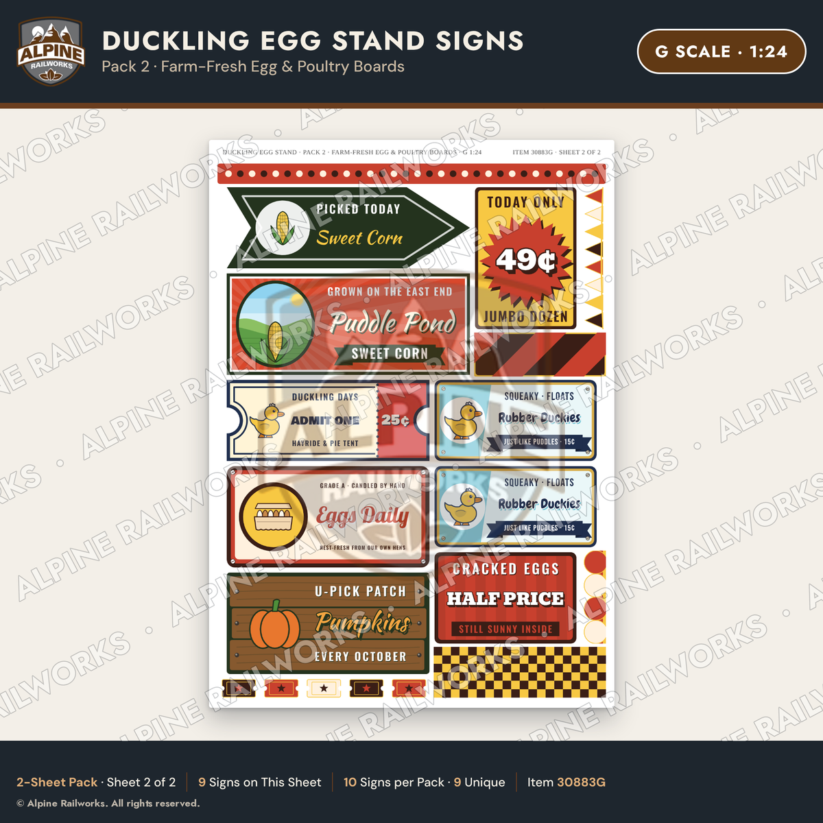 Alpine Railworks 30883G G Scale Roadside Signs - Giant Duck Farm Stand