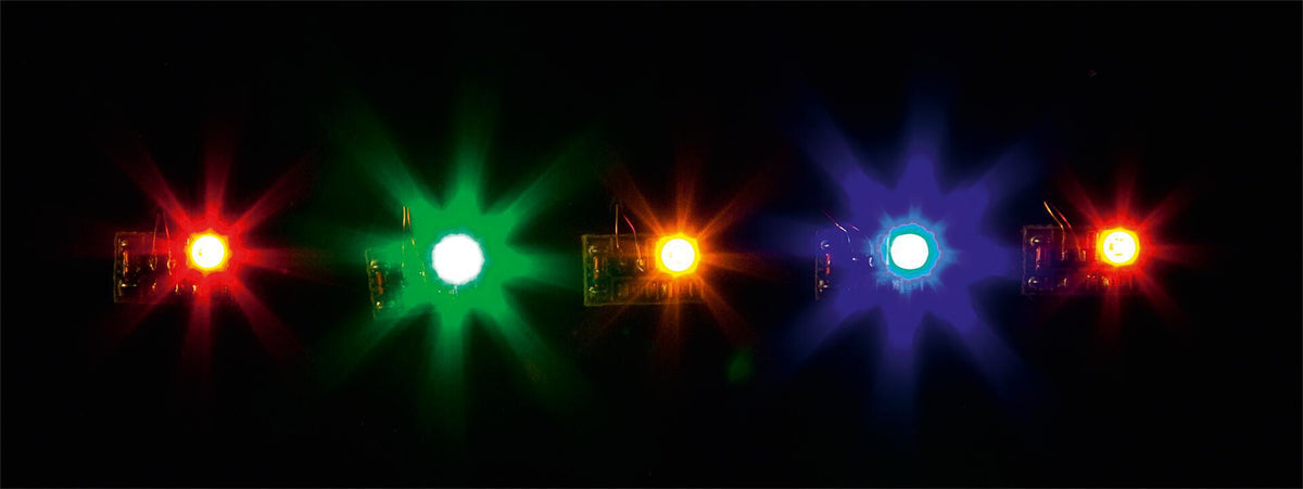 Faller 180652 All Scale 5 Multicoloured LEDs with Wires, 12-16V AC/DC